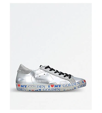 Shop Golden Goose Superstar D49 Leather Printed-sole Trainers In Silver Com