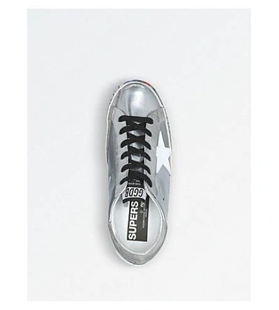 Shop Golden Goose Superstar D49 Leather Printed-sole Trainers In Silver Com