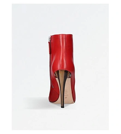 Shop Alexander Mcqueen Pointy Leather Ankle Boots In Red Comb