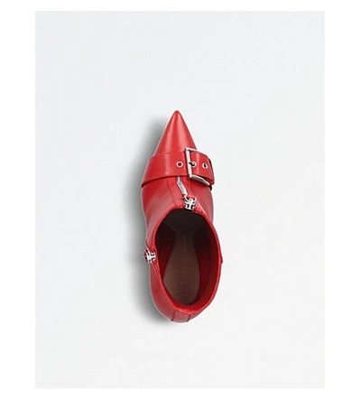 Shop Alexander Mcqueen Pointy Leather Ankle Boots In Red Comb