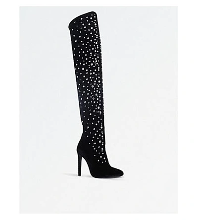 Shop Giuseppe Zanotti Scatter Velvet Over-the-knee Boots In Black