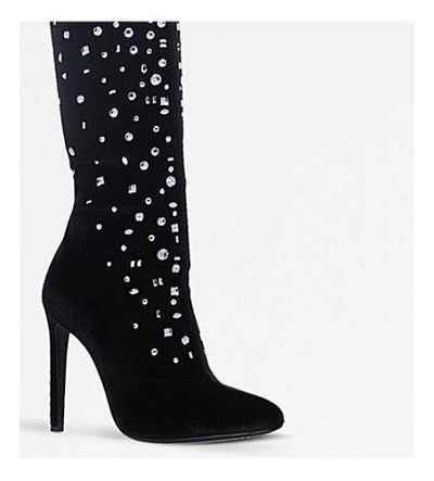 Shop Giuseppe Zanotti Scatter Velvet Over-the-knee Boots In Black