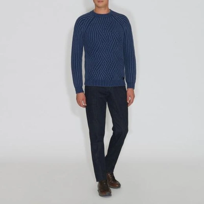 Shop Tod's Neck Pullover In Wool In Blue