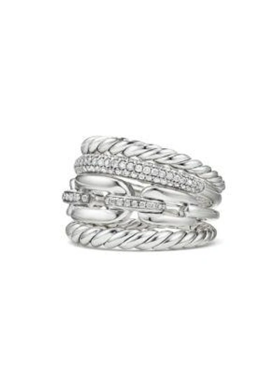 Shop David Yurman Diamonds & Sterling Silver Stack Ring