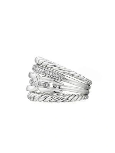 Shop David Yurman Diamonds & Sterling Silver Stack Ring