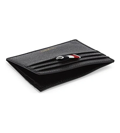 Shop Thom Browne Pebbled Leather Card Holder In Black