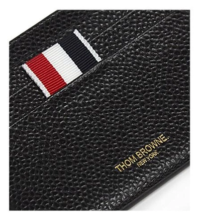 Shop Thom Browne Pebbled Leather Card Holder In Black