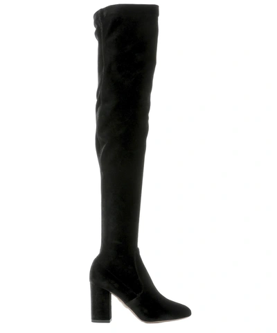 Shop Aquazzura Black Velvet Boots