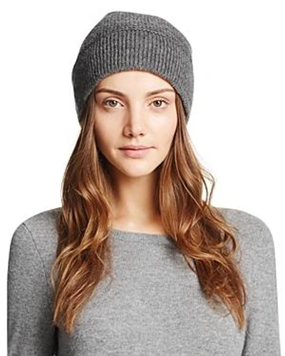 Shop Rebecca Minkoff Beanie With Wired Headphones In Light Heather Gray