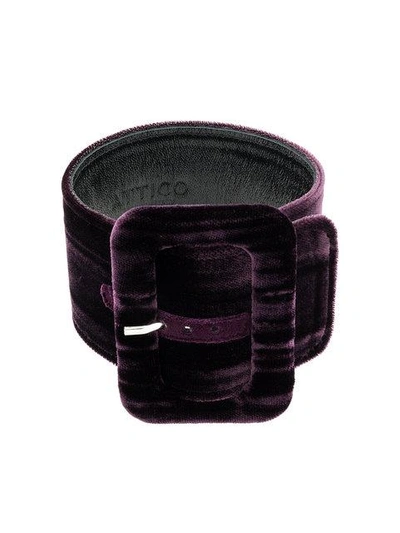 Shop Attico Belt Buckle Cuff Bracelet In Purple