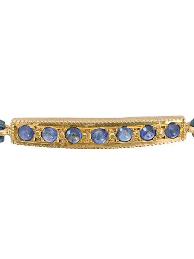 Shop Brooke Gregson 18kt Gold 7 Blue Sapphire Bar Bracelet