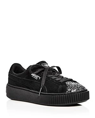 Shop Puma Women's Crushed Gem Suede Lace Up Platform Sneakers In Black