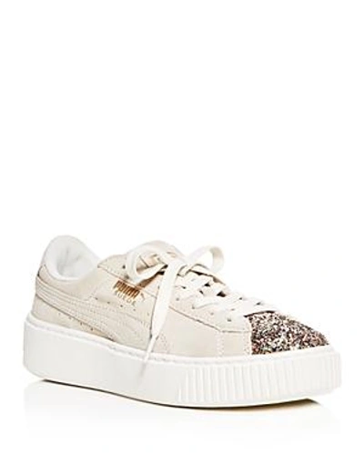 Shop Puma Women's Crushed Gem Suede Lace Up Platform Sneakers In White