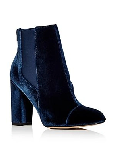 Shop Sam Edelman Women's Case Velvet Cap Toe High-heel Booties In Dark Blue