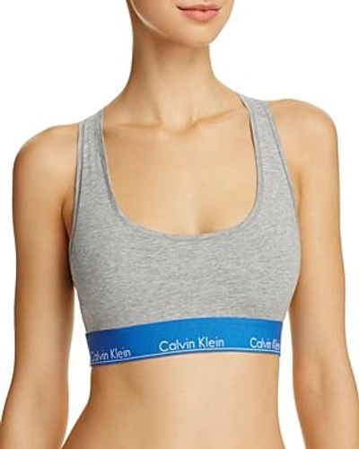 Shop Calvin Klein Modern Cotton Bralette In Gray Heather/stella Blue