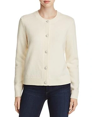 Shop Tory Burch Fremont Embellished Button Cardigan In New Ivory