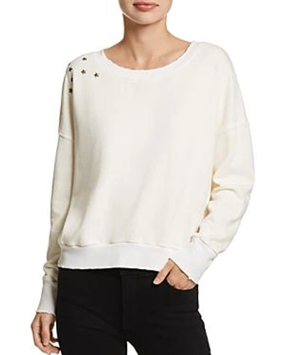 Shop Splendid Embellished Cropped Sweatshirt - 100% Exclusive In Off White