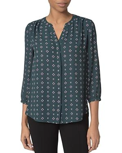 Shop Nydj Notched-neck Scarf Print Blouse In Admiral Floret Veridian
