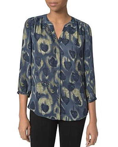 Shop Nydj Notched-neck Printed Blouse In Fall Passage