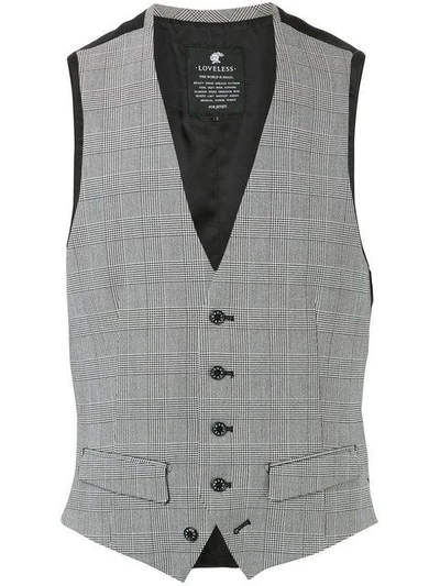 Shop Loveless Plaid Tailored Waistcoat - Grey