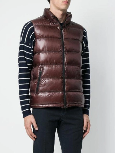 Shop Herno Classic Down Gilet In Brown
