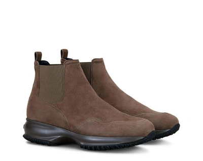 Shop Hogan Interactive Chelsea Suede Boots In Pipe