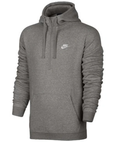 Shop Nike Men's Half-zip Hoodie In Dark Grey Heather