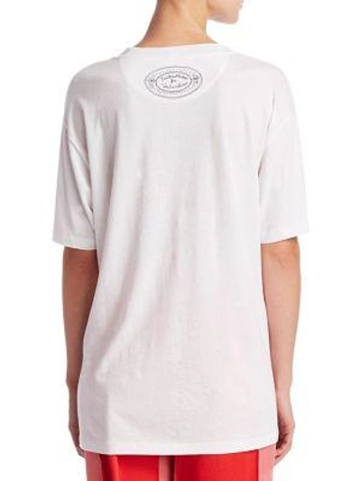 Shop Valentino Wavy Lipstick Roundneck T-shirt In White