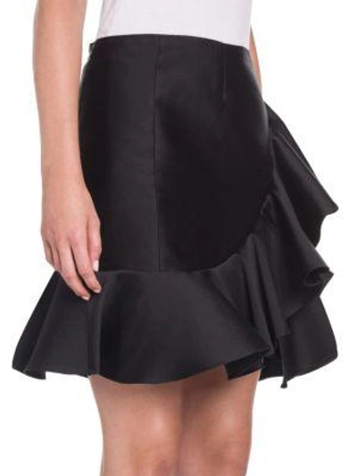 Shop Stella Mccartney Satin Ruffle Mini Skirt In Black
