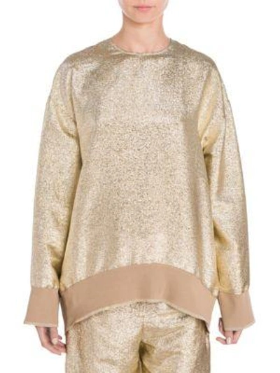 Shop Stella Mccartney Metallic Lurex Sweatshirt In Gold