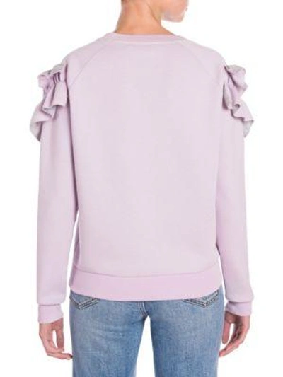 Shop Stella Mccartney Ruffled Shoulder Sweatshirt In Lilac