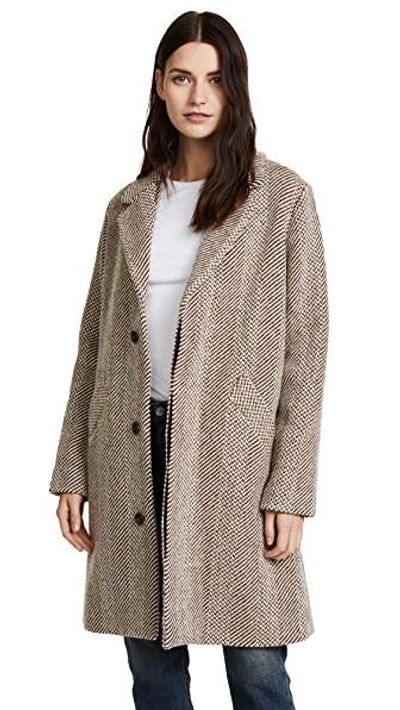 Shop Apc Silvana Tweed Coat In Noisette