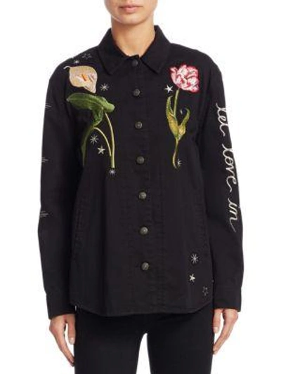 Shop Cinq À Sept Botanical Canyon Cotton Jacket In Black