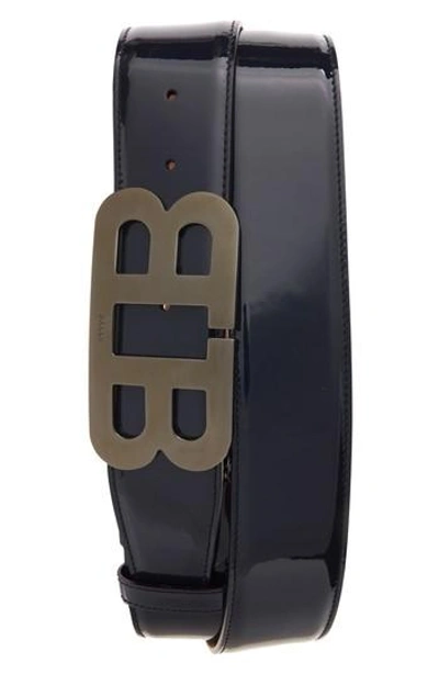 Shop Bally Mirror Buckle Leather Belt In Ink