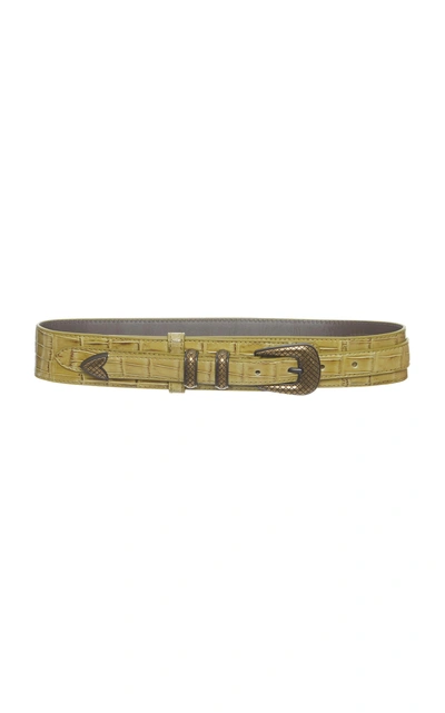 Shop Bottega Veneta Crocodile Ottone Belt In Green