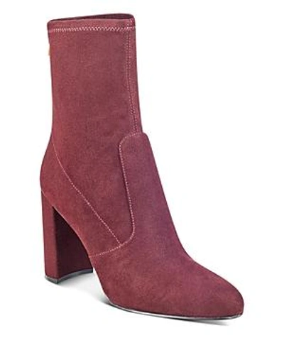 Shop Ivanka Trump Sayida High Block Heel Booties In Dark Red