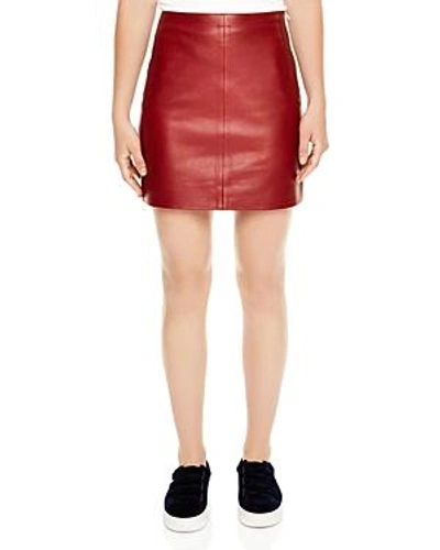 Shop Sandro Diva Leather Mini Skirt In Mahogany
