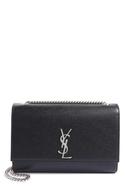 Shop Saint Laurent Large Kate Textured Leather Crossbody Bag In Noir