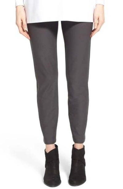 Shop Eileen Fisher Stretch Crepe Slim Ankle Pants In Bark