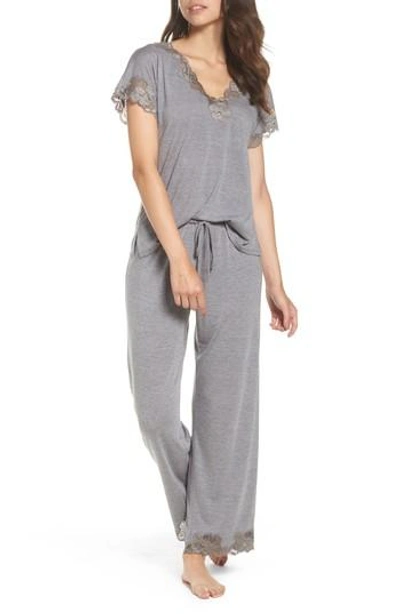 Shop Natori 'zen Floral' Pajama Set In Pastel Grey
