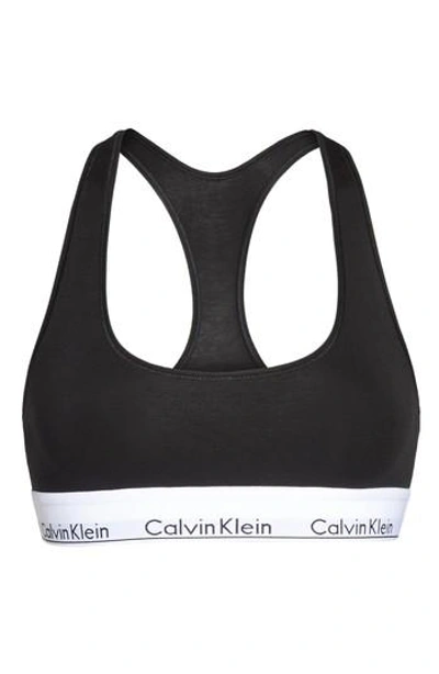 Shop Calvin Klein Modern Cotton Collection Cotton Blend Racerback Bralette In Black