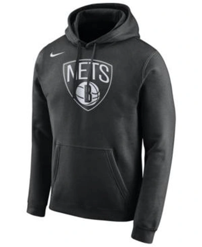 Shop Nike Men's Brooklyn Nets Logo Club Hoodie In Black