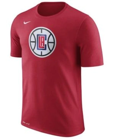 Shop Nike Men's Los Angeles Clippers Dri-fit Cotton Logo T-shirt In Red