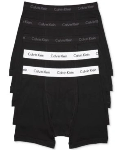 Shop Gucci Men's 5-pack Cotton Classic Boxer Briefs Underwear In All Black/black With White Waistband