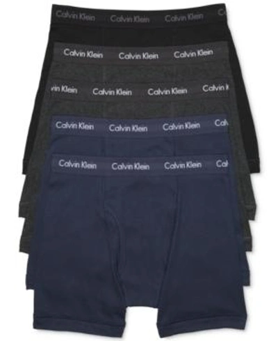 Shop Calvin Klein Men's 5-pack Cotton Classic Boxer Briefs Underwear In Black/dark Grey/navy