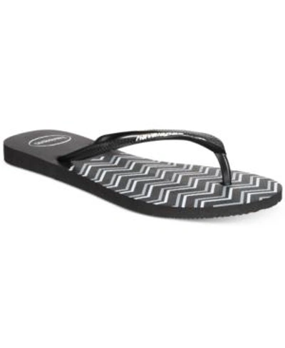 Shop Havaianas Slim Zigzag Flip-flops Women's Shoes In Black/white