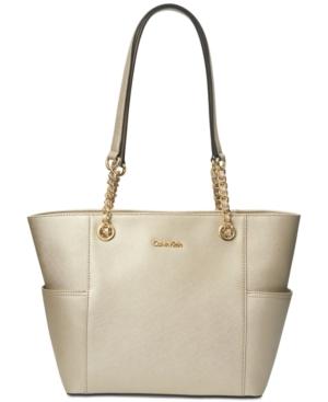 calvin klein hayden saffiano leather large tote
