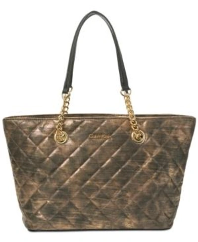 Shop Calvin Klein Large Chain Tote In Gold