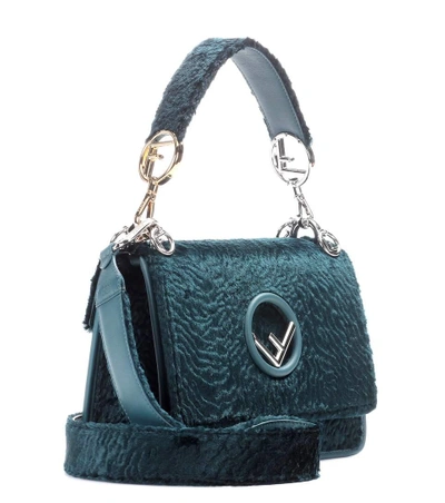Shop Fendi Kan I F Velvet Shoulder Bag In Green