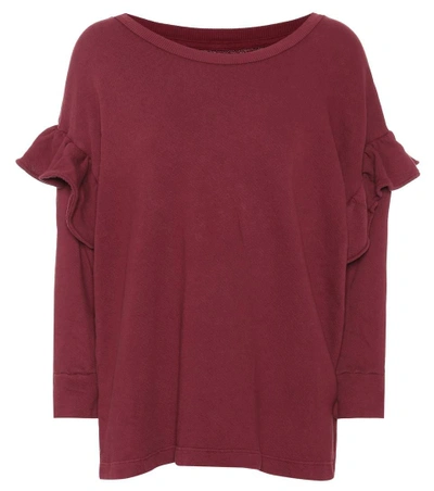 Shop Current Elliott The Ruffle Cotton Sweatshirt In Purple